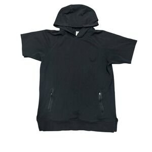 Aesthetic Revolution ASRV Mens Black Short Sleeve‎ Hoodie Sweatshirt Large FLAWS
